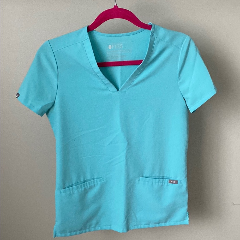 FIGS Women's Aqua Blue Scrub Top
